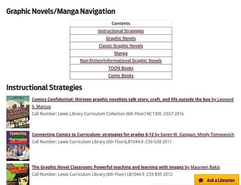 Screenshot of homepage of comics and graphic novels collection.